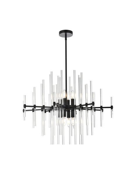 Elegant Lighting 2502D31BK Sienna 31 inch crystal rod pendant in black