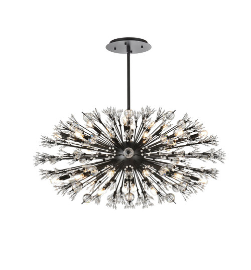 Elegant Lighting 2500D48BK Vera 48 inch crystal starburst oval pendant in black