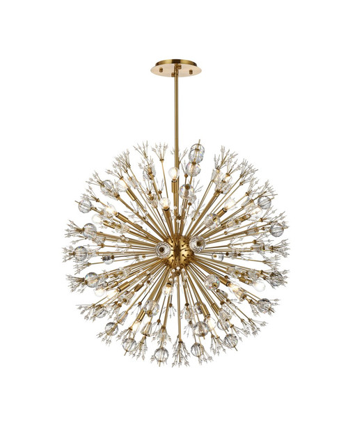 Elegant Lighting 2500D38SG Vera 38 inch crystal starburst round pendant in gold