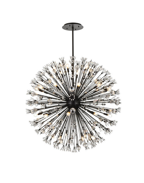 Elegant Lighting 2500D50BK Vera 50 inch crystal starburst round pendant in black