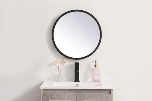 Elegant Decor MRE6018BK Pier 18 inch LED mirror with adjustable color temperature 3000K/4200K/6400K in black