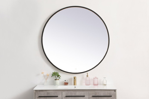 Elegant Decor MRE6042BK Pier 42 inch LED mirror with adjustable color temperature 3000K/4200K/6400K in black