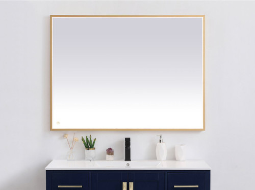 Elegant Decor MRE63648BR Pier 36x48 inch LED mirror with adjustable color temperature 3000K/4200K/6400K in brass