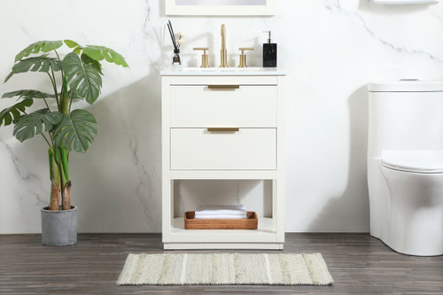 Elegant Decor VF19224WH 24 inch single bathroom vanity in white
