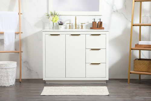 Elegant Decor VF19442WH-BS 42 inch single bathroom vanity in white with backsplash