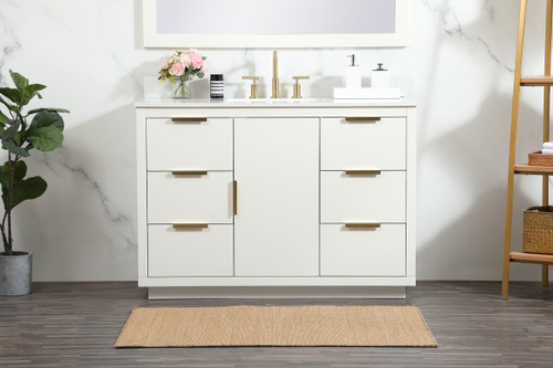 Elegant Decor VF19448WH-BS 48 inch single bathroom vanity in white with backsplash