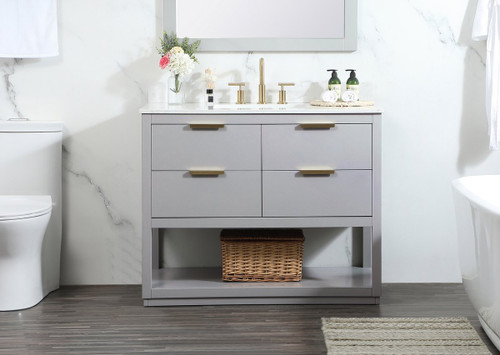 Elegant Decor VF19242GR-BS 42 inch single bathroom vanity in grey with backsplash