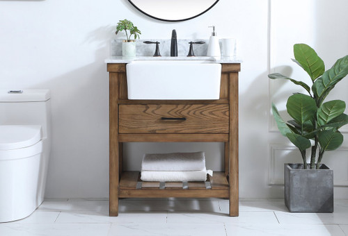 Elegant Decor VF60130DW-BS 30 inch single bathroom vanity in driftwood with backsplash