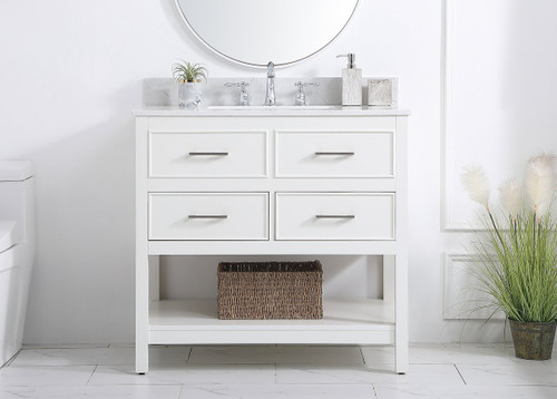 Elegant Decor VF19036WH-BS 36 inch single bathroom vanity in white with backsplash