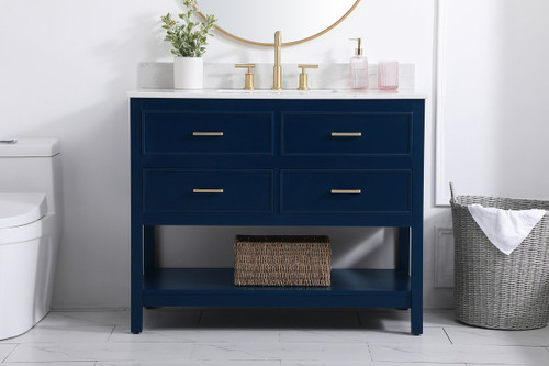 Elegant Decor VF19042BL-BS 42 inch single bathroom vanity in blue with backsplash