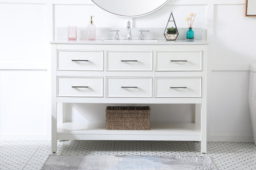 Elegant Decor VF19048WH-BS 48 inch single bathroom vanity in white with backsplash