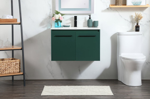 Elegant Decor VF44530MGN-BS 30 inch single bathroom vanity in green with backsplash