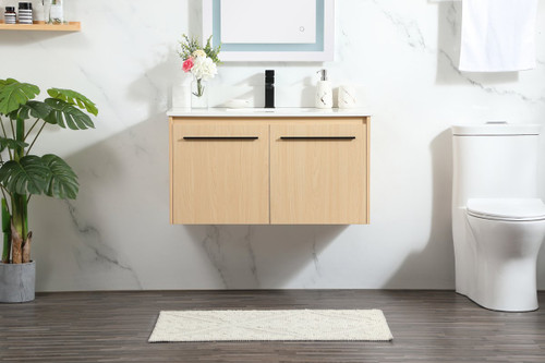 Elegant Decor VF44536MMP-BS 36 inch single bathroom vanity in maple with backsplash