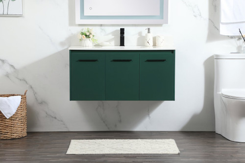 Elegant Decor VF44540MGN-BS 40 inch single bathroom vanity in green with backsplash