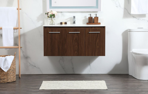 Elegant Decor VF44540MWT-BS 40 inch single bathroom vanity in walnut with backsplash