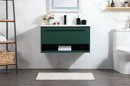 Elegant Decor VF43536MGN-BS 36 inch single bathroom vanity in green with backsplash
