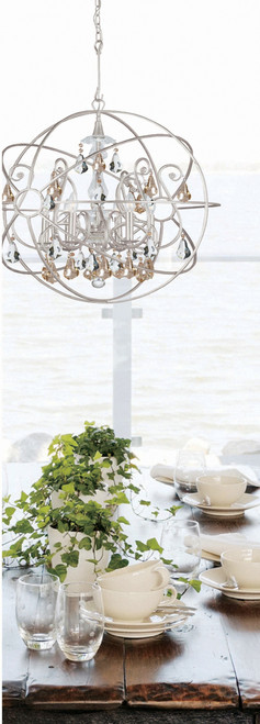 CRYSTORAMA 9026-OS-GS-MWP Solaris 5 Light Gold Crystal Silver Sphere Chandelier