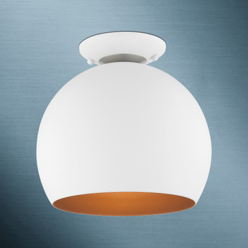 LIVEX LIGHTING 43390-03 1 Light White Semi-Flush Mount LIVEX LIGHTING 43390-03 1 Light White Semi-Flush Mount