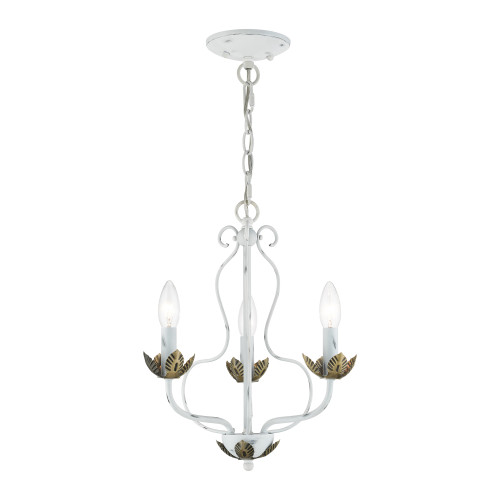LIVEX LIGHTING 42903-60 3 Light Antique White Chandelier