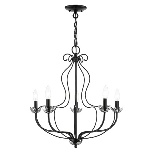 LIVEX LIGHTING 42905-68 5 Light Shiny Black Chandelier
