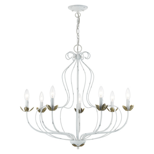 LIVEX LIGHTING 42907-60 7 Light Antique White Chandelier