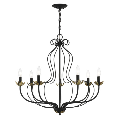 LIVEX LIGHTING 42907-04 7 Light Black Chandelier