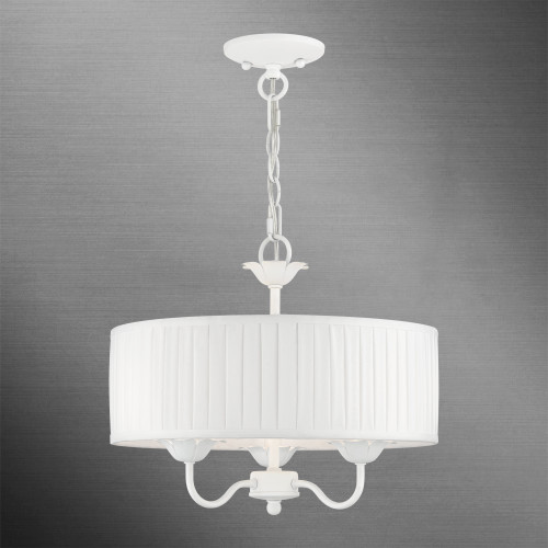 LIVEX LIGHTING 41773-03 3 Light White Pendant Chandelier