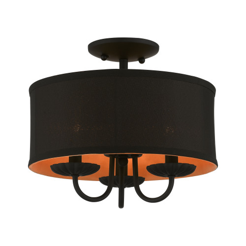 LIVEX LIGHTING 45127-04 3 Light Black Semi-Flush Mount