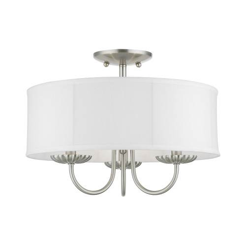 LIVEX LIGHTING 42989-91 3 Light Brushed Nickel Semi-Flush Mount
