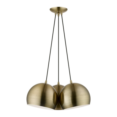 LIVEX LIGHTING 40803-01 3 Light Antique Brass Multi Pendant LIVEX LIGHTING 40803-01 3 Light Antique Brass Multi Pendant