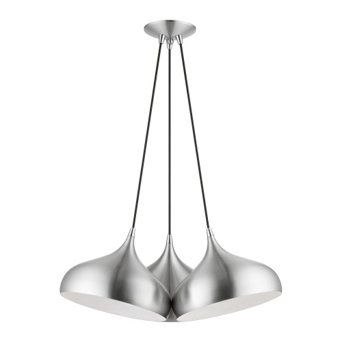 LIVEX LIGHTING 41053-66 3 Light Brushed Aluminum Cluster Pendant LIVEX LIGHTING 41053-66 3 Light Brushed Aluminum Cluster Pendant