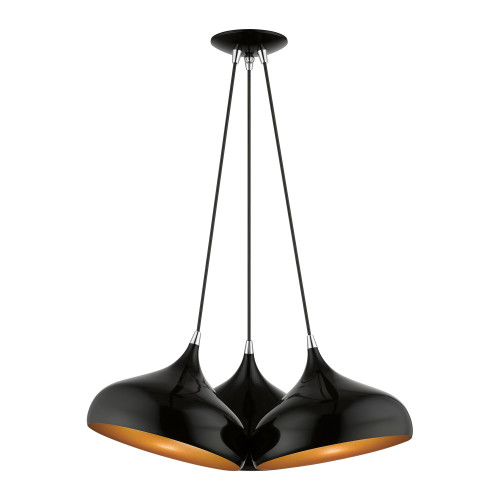 LIVEX LIGHTING 41053-68 3 Light Shiny Black Cluster Pendant LIVEX LIGHTING 41053-68 3 Light Shiny Black Cluster Pendant