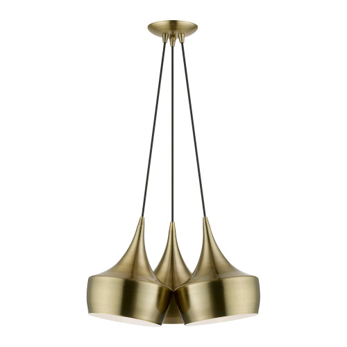 LIVEX LIGHTING 40993-01 3 Light Antique Brass Cluster Pendant LIVEX LIGHTING 40993-01 3 Light Antique Brass Cluster Pendant
