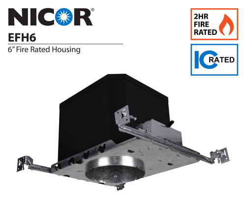 NICOR EFH6 6 in. Fire Rated New Construction Recessed Housing with Edison Base