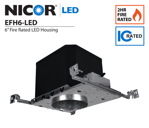 NICOR EFH6-LED 6 in. Fire Rated New Construction Recessed Housing with IDEAL Quick Connect