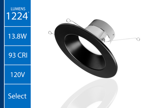 NICOR DLR56612120SBK DLR56(v6) 5/6-inch Black 1200 Lumen Selectable Recessed LED Downlight