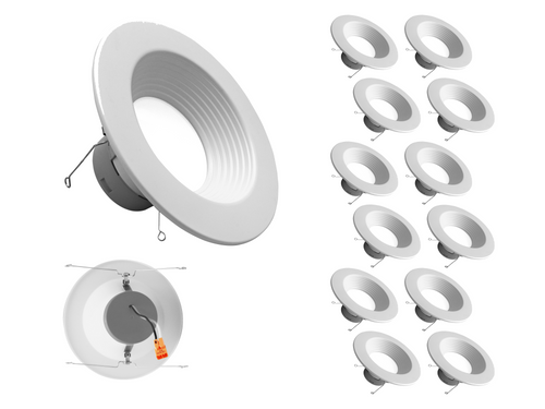 NICOR DLR566121203KWHBF-12 DLR56(v6) 5/6-inch White 1200 Lumen 3000K Recessed LED Downlight with Baffle (12 Pack)
