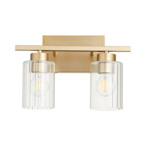 Quorum 501-2-280 Ladin 2-Light Vanity Light,Aged Brass W/ Clear Glass