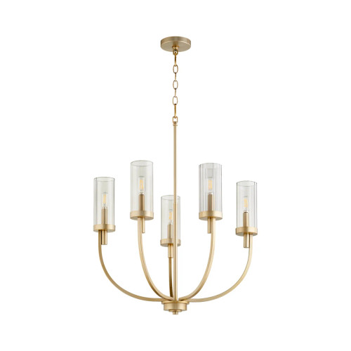 Quorum 601-5-80 Ladin 5-Light Chandelier,Aged Brass W/ Smoke Glass