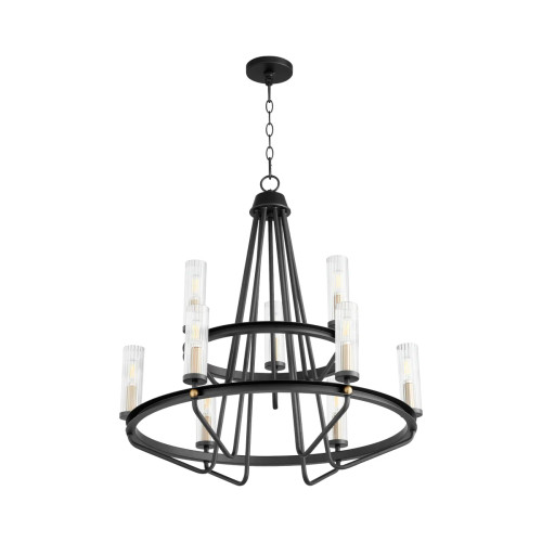 Quorum 629-96980 Empire 9-Light Chandelier,Textured Black W/ Aged Brass
