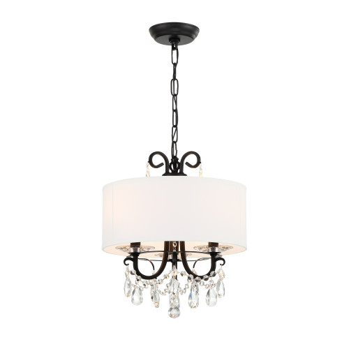 Crystorama 6623-MK-CL-MWP Othello Matte Black 3 Light Mini Chandelier