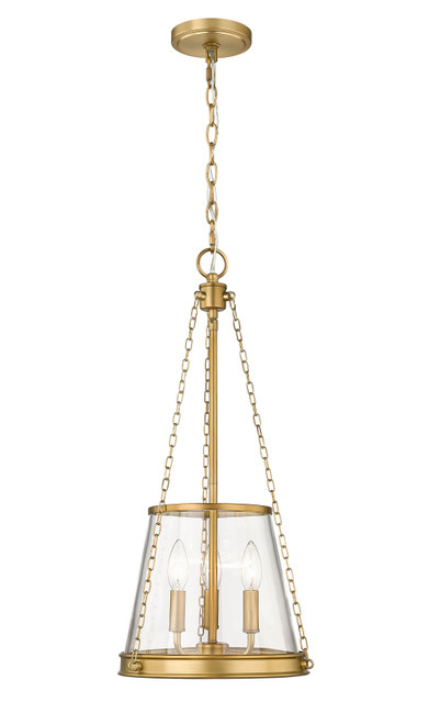 Z-LITE 341P12-RB 3 Light Pendant, Rubbed Brass