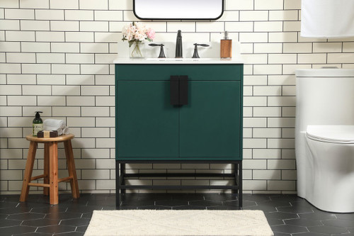 Elegant Decor VF48830MGN-BS 30 inch single bathroom vanity in green with backsplash