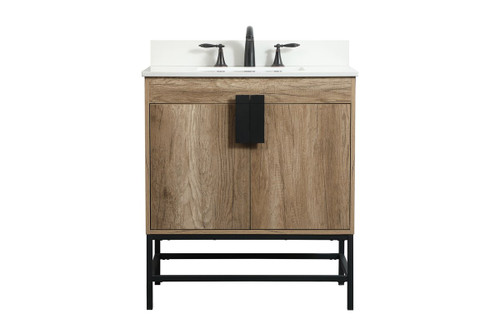 Elegant Decor VF48830NT-BS 30 inch single bathroom vanity in natural oak with backsplash