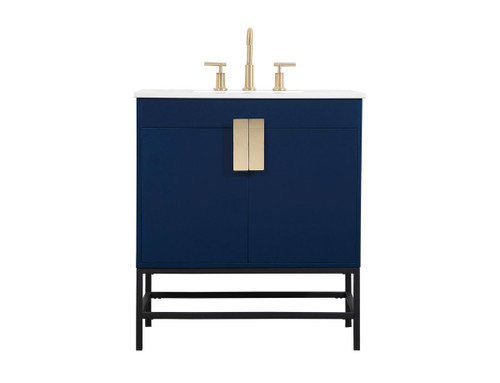 Elegant Decor VF48830MBL 30 inch single bathroom vanity in blue Elegant Decor VF48830MBL 30 inch single bathroom vanity in blue