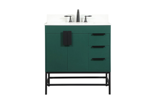Elegant Decor VF48832MGN-BS 32 inch single bathroom vanity in green with backsplash