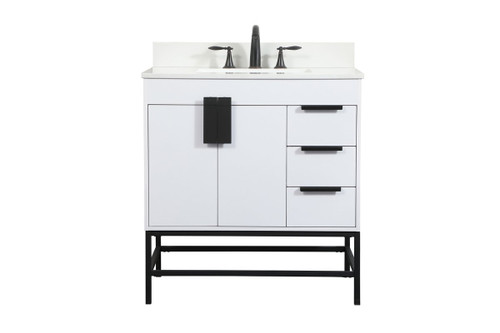 Elegant Decor VF48832MWH-BS 32 inch single bathroom vanity in white with backsplash