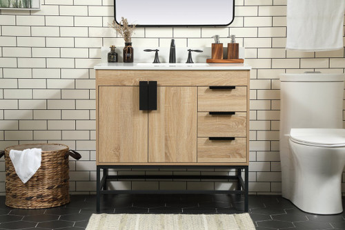 Elegant Decor VF48836MW-BS 36 inch single bathroom vanity in mango wood with backsplash