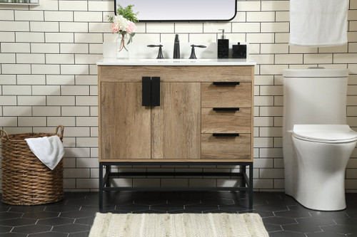 Elegant Decor VF48836NT-BS 36 inch single bathroom vanity in natural oak with backsplash