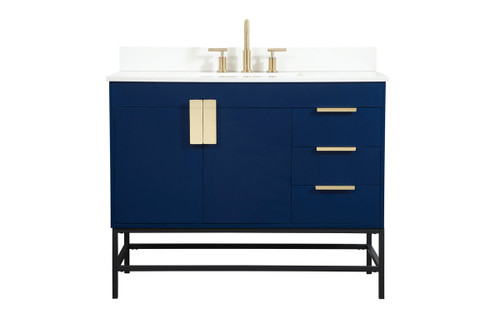 Elegant Decor VF48842MBL-BS 42 inch single bathroom vanity in blue with backsplash